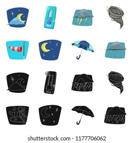 Isolated object of weather and climate sign. Set of weather and cloud stock symbol for web.