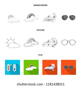 Isolated object of weather and climate sign. Set of weather and cloud stock vector illustration.