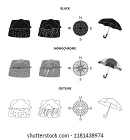 Isolated object of weather and climate sign. Set of weather and cloud stock symbol for web.