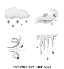 Isolated object of weather and climate sign. Set of weather and cloud stock vector illustration.