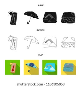 Isolated object of weather and climate sign. Set of weather and cloud stock vector illustration.