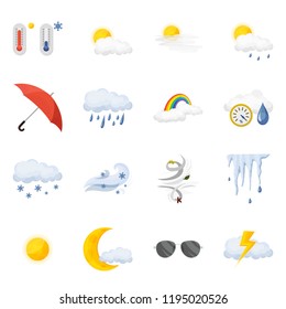 Isolated object of weather and climate sign. Collection of weather and cloud stock symbol for web.