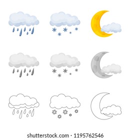 Isolated object of weather and climate sign. Set of weather and cloud stock symbol for web.