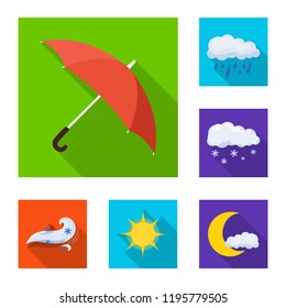 Isolated object of weather and climate sign. Set of weather and cloud stock symbol for web.