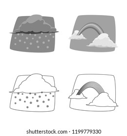 Isolated object of weather and climate sign. Set of weather and cloud vector icon for stock.