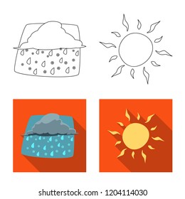 Isolated object of weather and climate sign. Set of weather and cloud vector icon for stock.