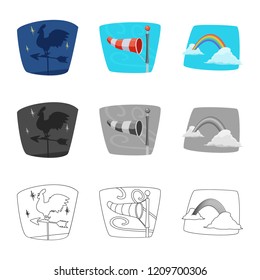 Isolated object of weather and climate sign. Collection of weather and cloud vector icon for stock.