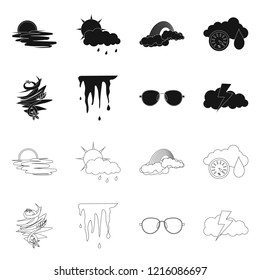 Isolated object of weather and climate sign. Collection of weather and cloud stock symbol for web.