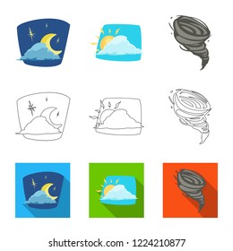 Isolated object of weather and climate sign. Collection of weather and cloud stock vector illustration.