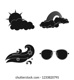 Isolated object of weather and climate sign. Collection of weather and cloud stock symbol for web.