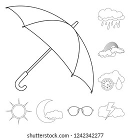Isolated object of weather and climate sign. Collection of weather and cloud vector icon for stock.