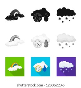 Isolated object of weather and climate sign. Collection of weather and cloud vector icon.