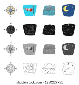 Isolated object of weather and climate sign. Set of weather and cloud symbol for web.