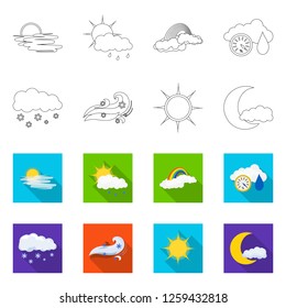 Isolated object of weather and climate sign. Collection of weather and cloud stock symbol for web.