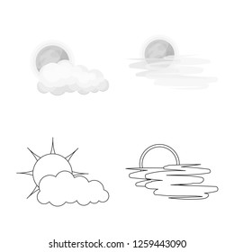 Isolated object of weather and climate sign. Set of weather and cloud stock vector illustration.