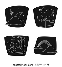 Isolated object of weather and climate sign. Collection of weather and cloud stock vector illustration.