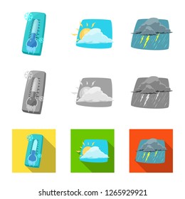 Isolated object of weather and climate sign. Set of weather and cloud vector icon for stock.