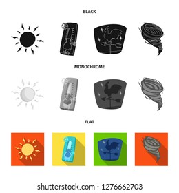 Isolated object of weather and climate sign. Set of weather and cloud stock vector illustration.