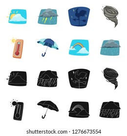Isolated object of weather and climate sign. Set of weather and cloud stock vector illustration.