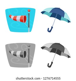 Isolated object of weather and climate sign. Set of weather and cloud stock symbol for web.