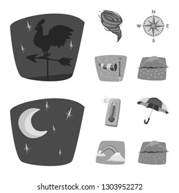 Isolated object of weather and climate sign. Set of weather and cloud stock symbol for web.