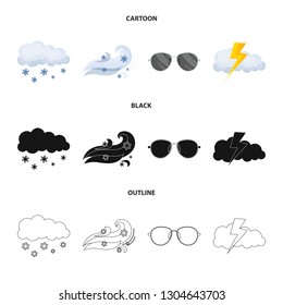 Isolated object of weather and climate sign. Collection of weather and cloud vector icon for stock.