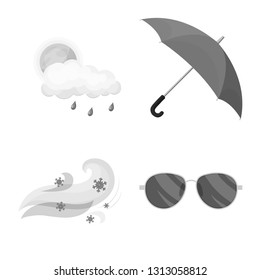 Isolated object of weather and climate sign. Set of weather and cloud stock symbol for web.