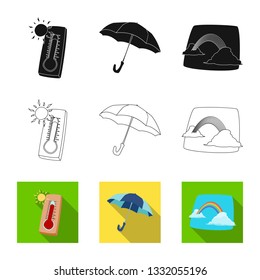 Isolated object of weather and climate sign. Set of weather and cloud vector icon for stock.