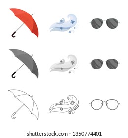 Isolated object of weather and climate sign. Set of weather and cloud stock symbol for web.