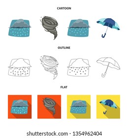 Isolated object of weather and climate sign. Collection of weather and cloud stock vector illustration.