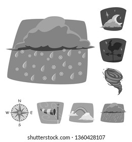 Isolated object of weather and climate sign. Set of weather and cloud stock vector illustration.