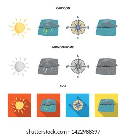 Isolated object of weather and climate sign. Set of weather and cloud stock vector illustration.