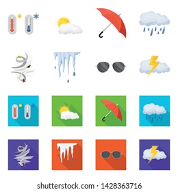 Isolated object of weather and climate sign. Collection of weather and cloud stock symbol for web.