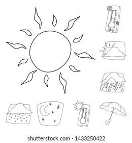 Isolated object of weather and climate sign. Set of weather and cloud vector icon for stock.