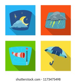 Isolated object of weather and climate symbol. Collection of weather and cloud stock vector illustration.