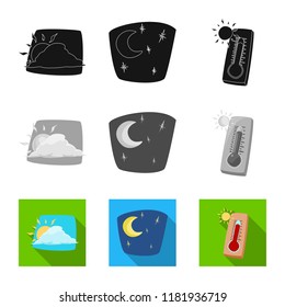 Isolated object of weather and climate symbol. Collection of weather and cloud stock symbol for web.