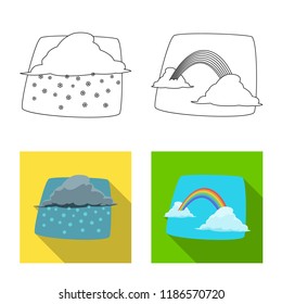 Isolated object of weather and climate symbol. Collection of weather and cloud stock vector illustration.