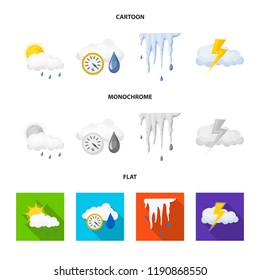 Isolated object of weather and climate symbol. Collection of weather and cloud vector icon for stock.