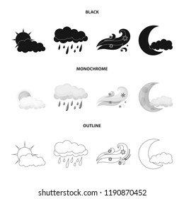 Isolated object of weather and climate symbol. Collection of weather and cloud stock vector illustration.