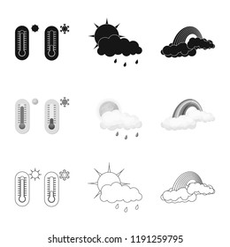 Isolated object of weather and climate symbol. Collection of weather and cloud stock vector illustration.