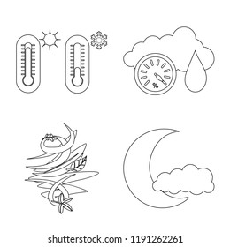 Isolated object of weather and climate symbol. Set of weather and cloud vector icon for stock.