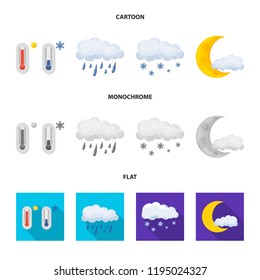 Isolated object of weather and climate symbol. Set of weather and cloud stock symbol for web.