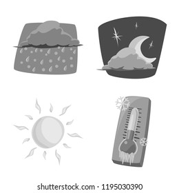 Isolated object of weather and climate symbol. Set of weather and cloud stock vector illustration.