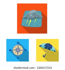 Isolated object of weather and climate symbol. Set of weather and cloud vector icon for stock.
