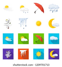 Isolated object of weather and climate symbol. Collection of weather and cloud vector icon for stock.