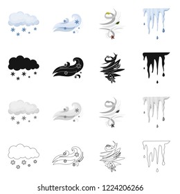 Isolated object of weather and climate symbol. Set of weather and cloud vector icon for stock.