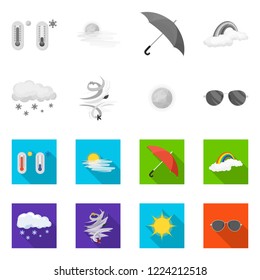 Isolated object of weather and climate symbol. Set of weather and cloud stock vector illustration.