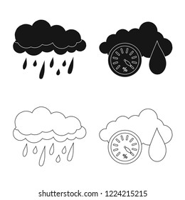 Isolated object of weather and climate symbol. Collection of weather and cloud vector icon for stock.