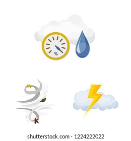 Isolated object of weather and climate symbol. Set of weather and cloud stock vector illustration.