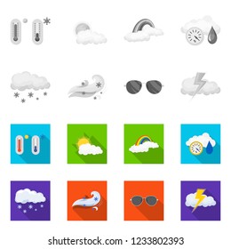 Isolated object of weather and climate symbol. Set of weather and cloud stock symbol for web.